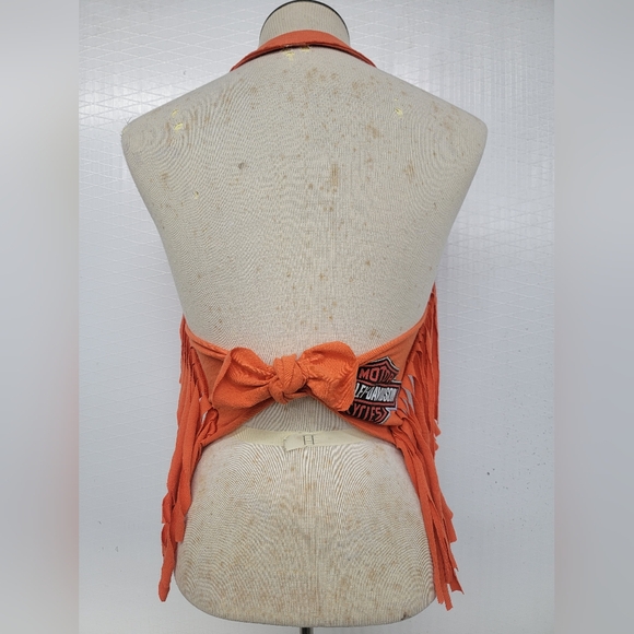 Harley Davidson Sturgis Rally Fringe Halter Top Upcycled - Picture 6 of 7